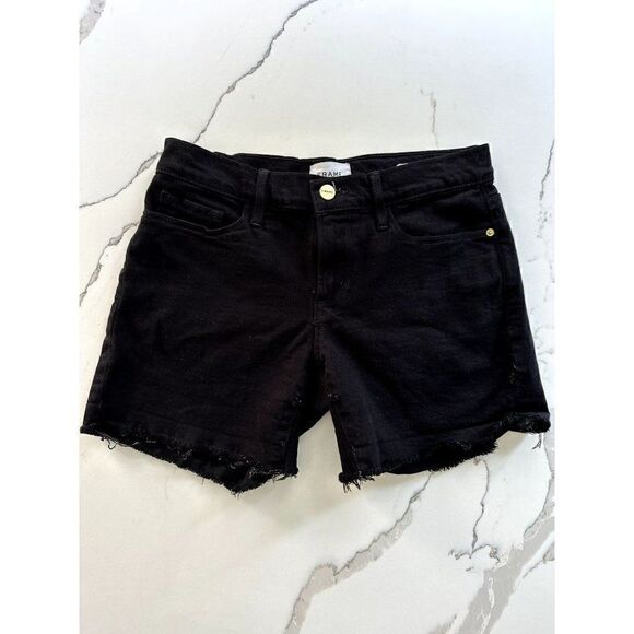 Frame Le Cutoff Denim Shorts in Black Size 24 - Picture 1 of 3